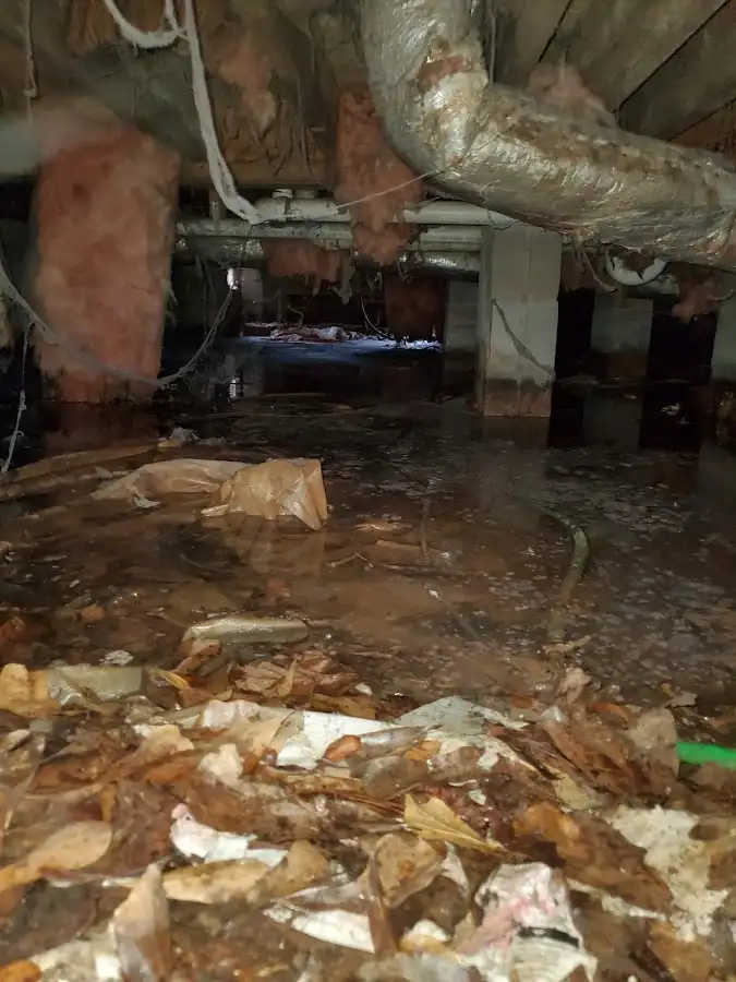 Crawl space flood assessment for Commercial Water Damage Restoration in Montclair